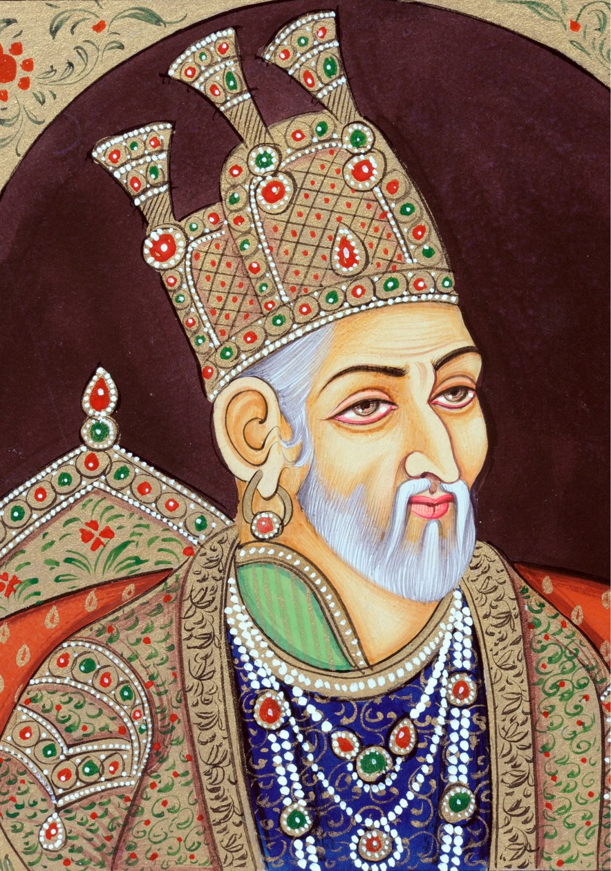 Miniatuurschilderij van Mughal keizer Bahadur Shah Zafar door School Indian