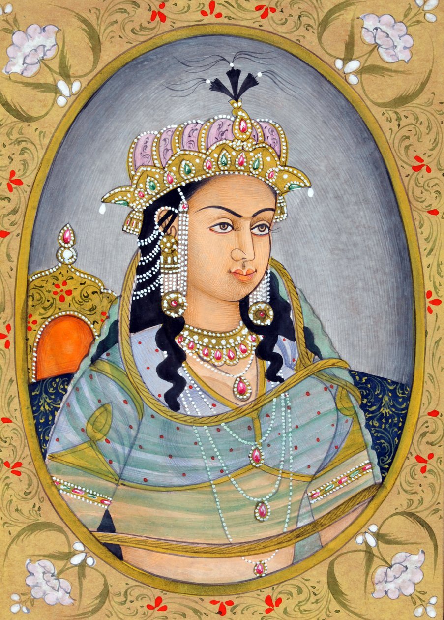 Miniatuurschilderij van Mughal koningin Mehrunissa, India, Azië door School Indian