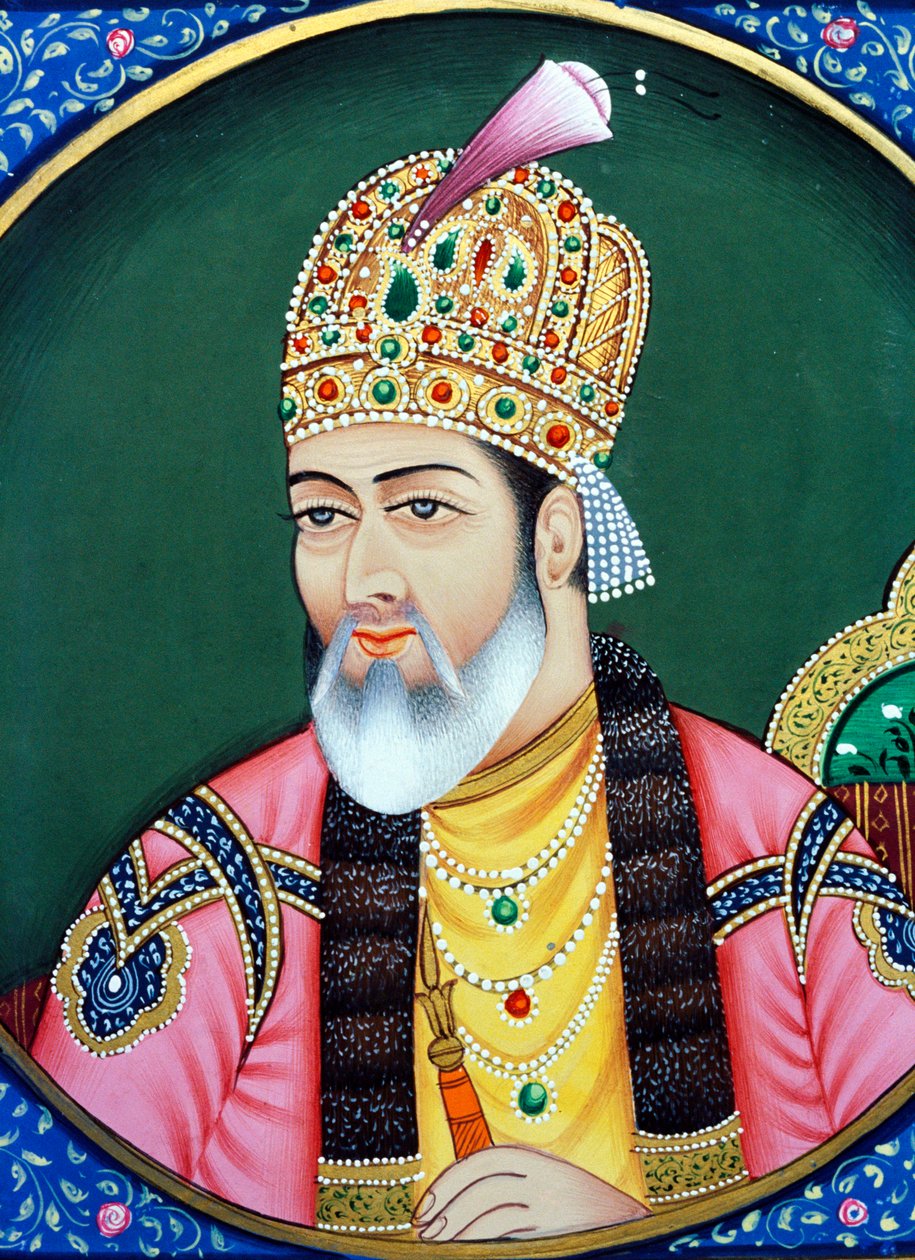 Mughal keizer Shah Jahan miniatuurschilderij op papier door School Indian
