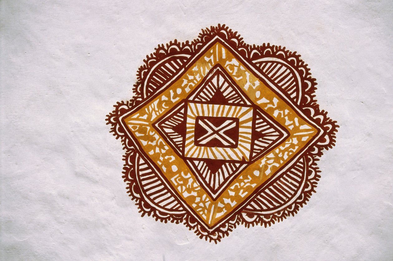 Plaatsen schilderij Mandna bij Jawaly Kala Keuarra, Jaipur, Rajasthan door School Indian