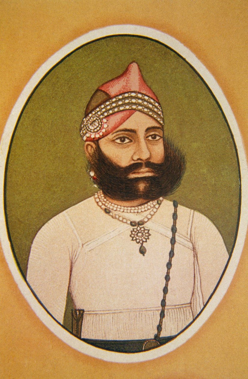 Portret van Maharaja Fateh Singh, Udaipur, Rajasthan, India door School Indian