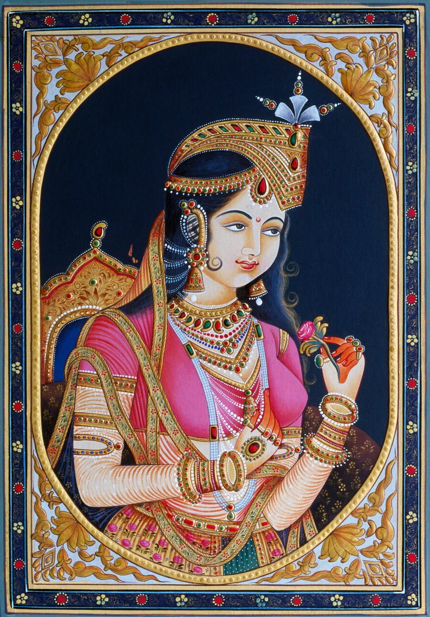 Portret van Mumtaz Mahal op papier schilderij door School Indian