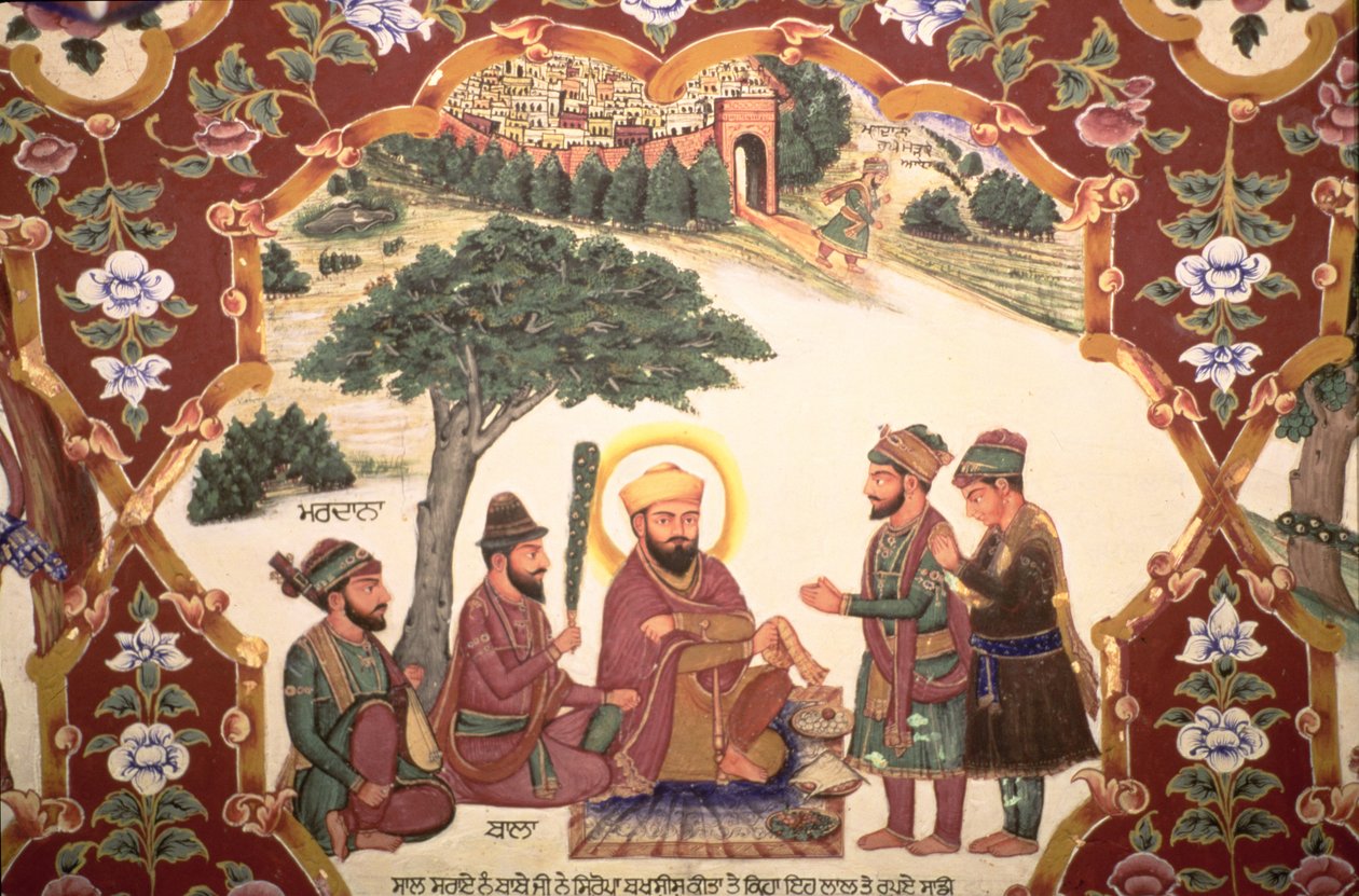 Religieuze schildering bij Gurudwara Baba Atalti door School Indian