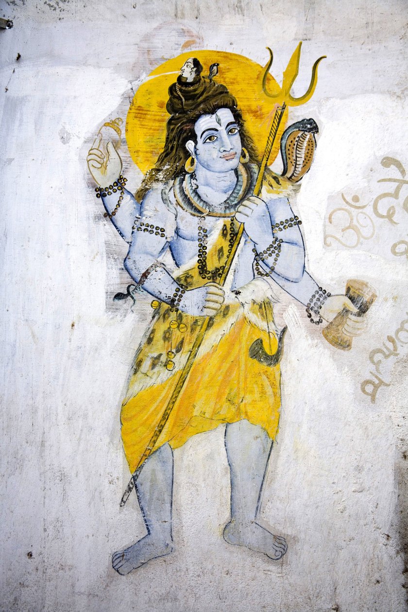 De god Shiva met een trishul door School Indian