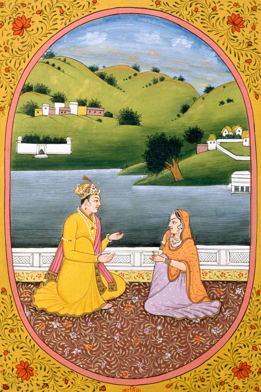 Jaar Kalender Afbeelding & Schilderij voor een Hindoe Maand Kartik, India door School Indian