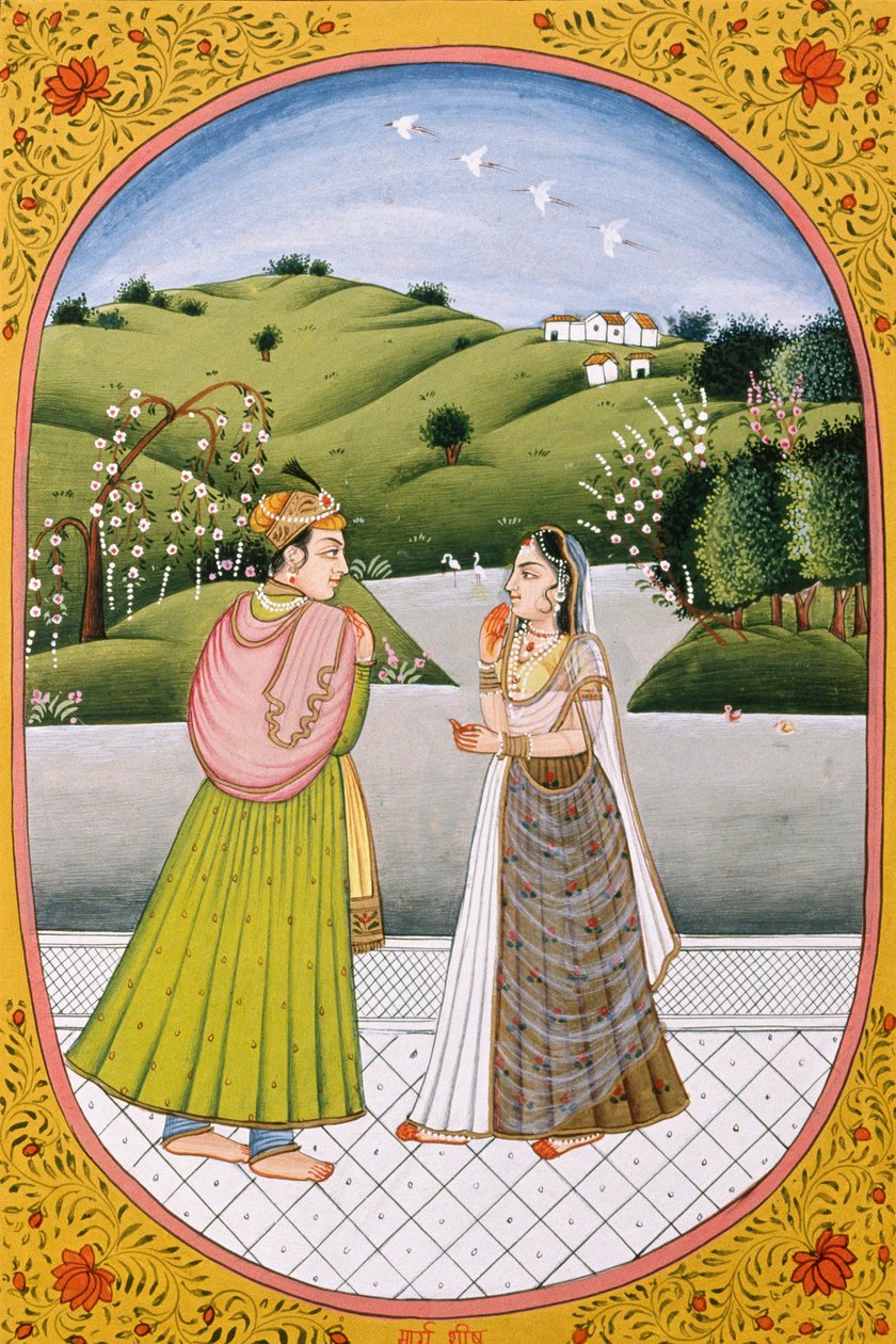Jaar kalenderafbeelding en schilderij voor een hindoeïstische maand Marshes, India door School Indian