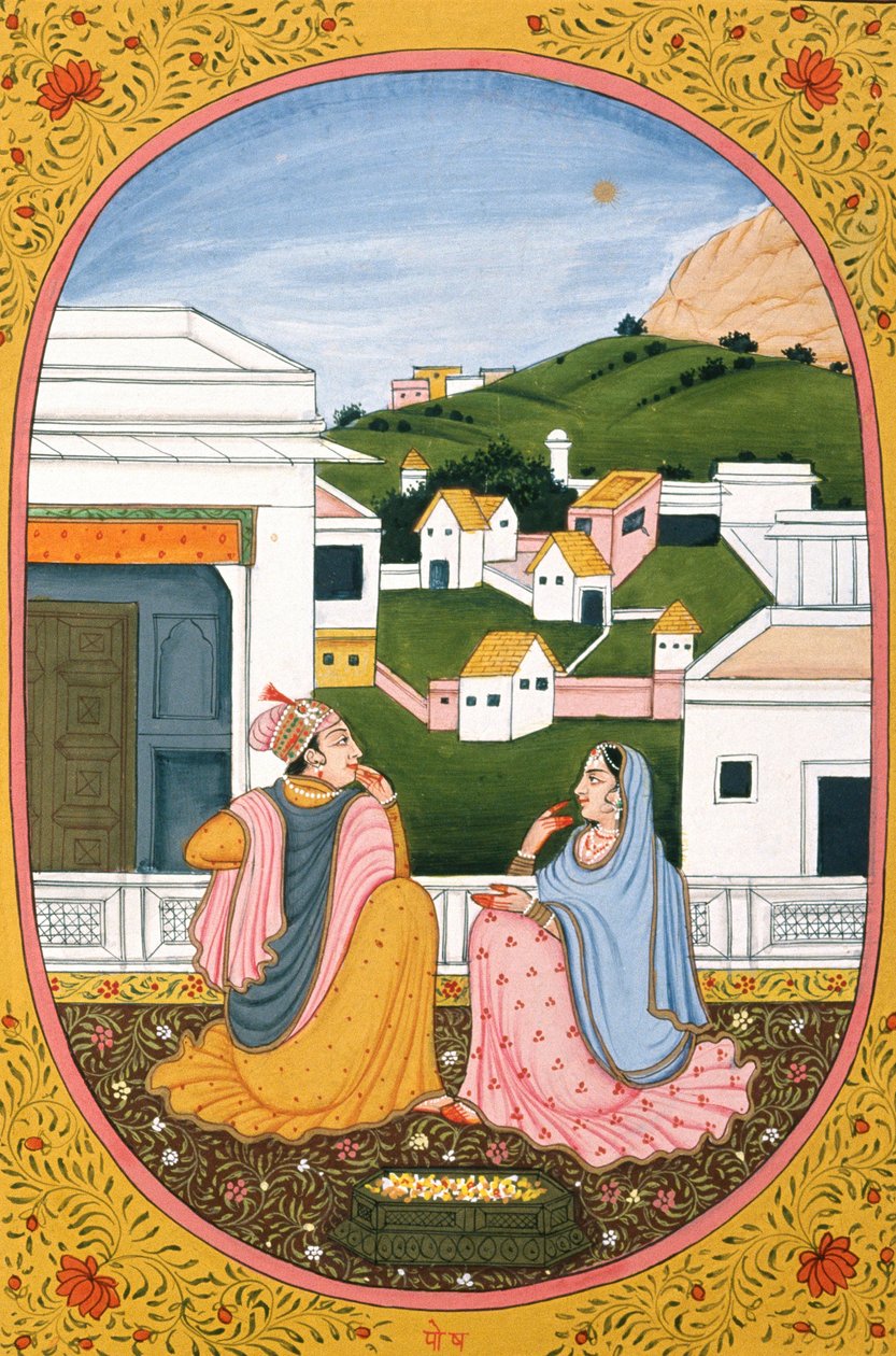Jaar kalenderafbeelding en schilderij voor een hindoeïstische maand Paush, India door School Indian