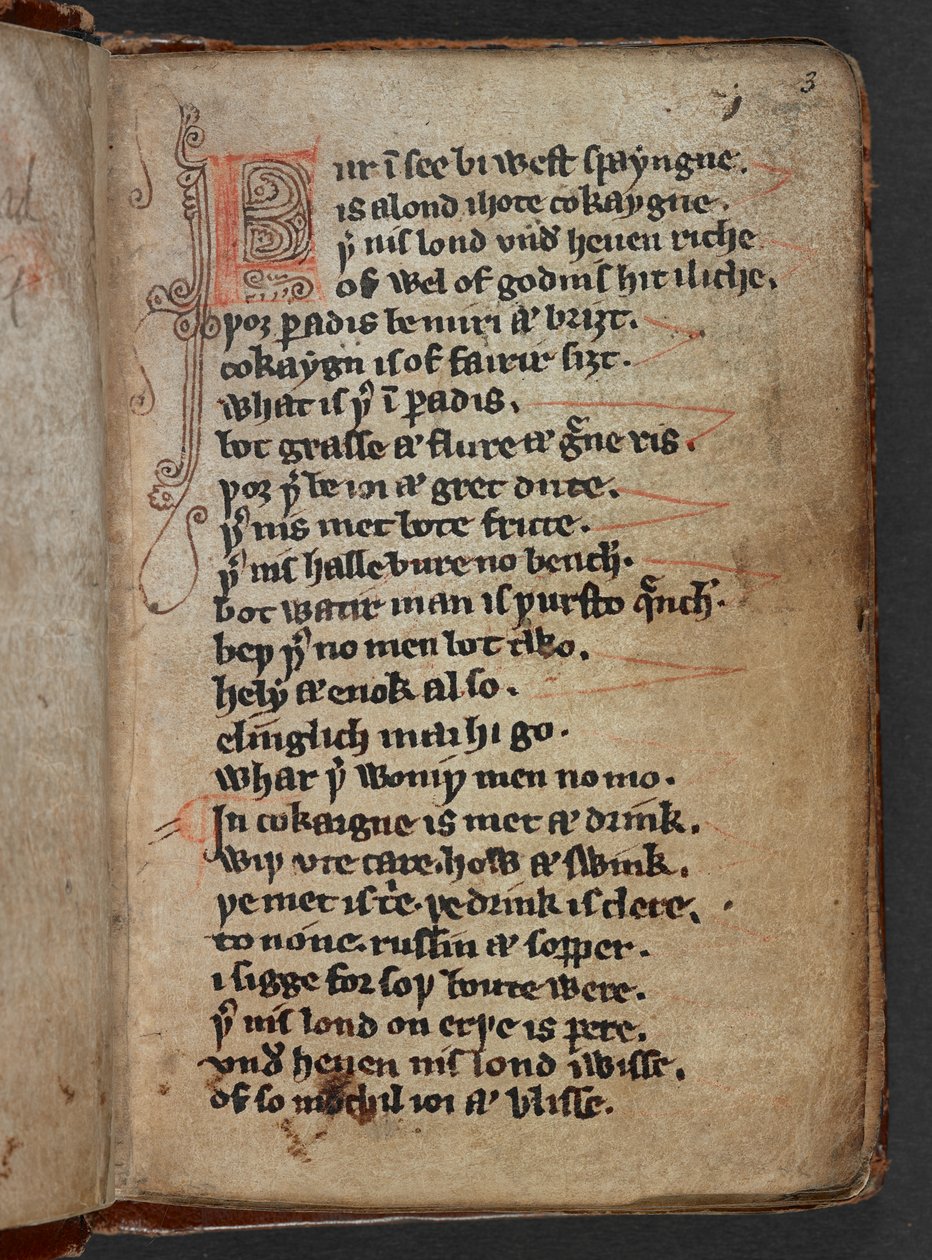 Harley MS 913, f.3r uit Kildare Poems of Kildare Lyrics (perkament) door School Irish
