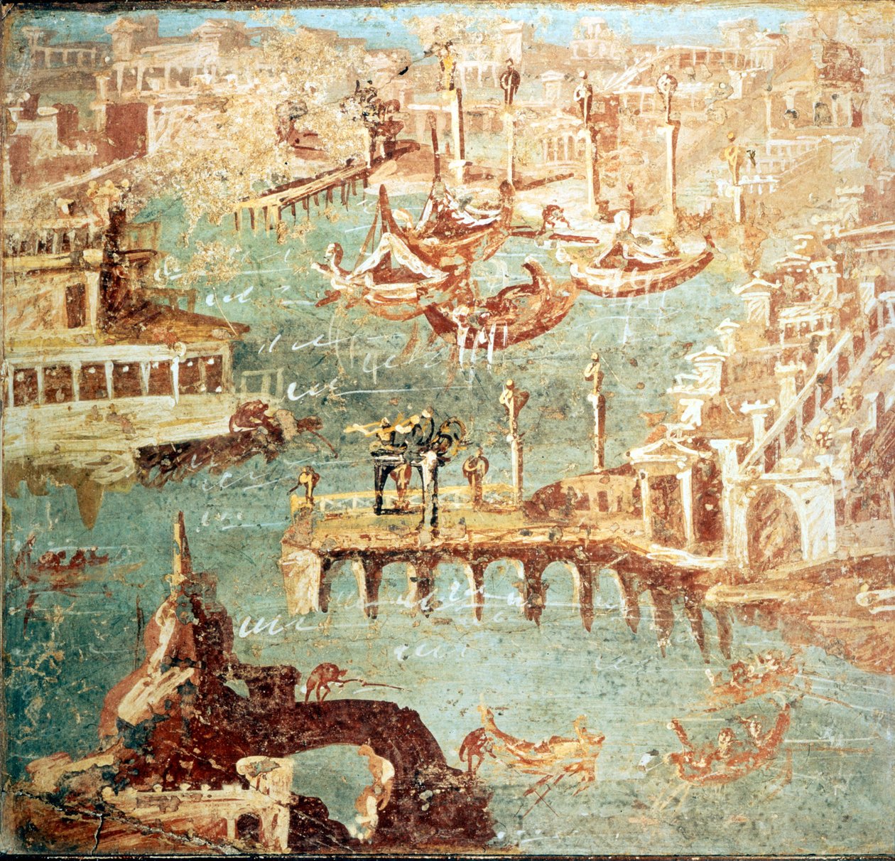 Haven van Pozzuoli (Pozzuoli) nabij Napels. Museo Nazionale de Napels door School Italian