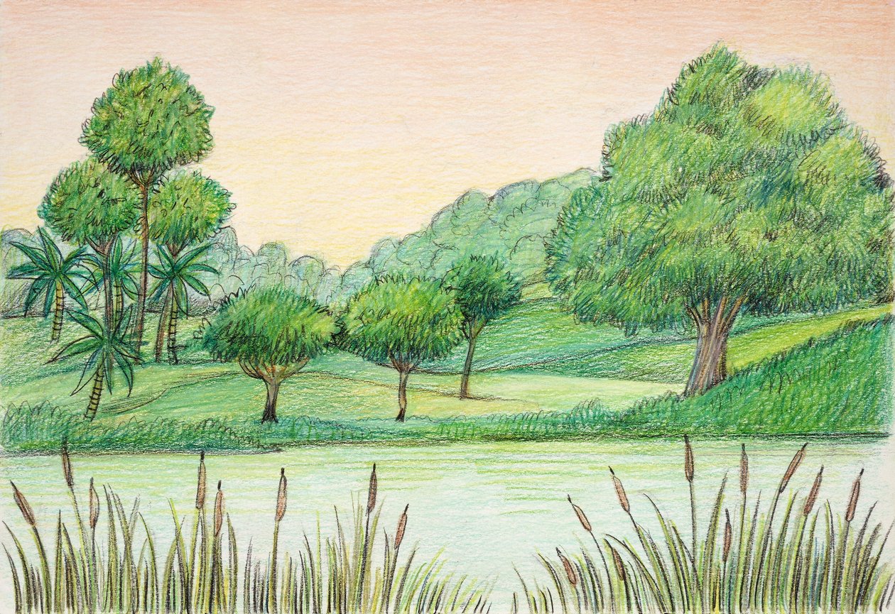 Prehistorie - Tertiair - reconstructie van natuurlijke omgeving door School Italian