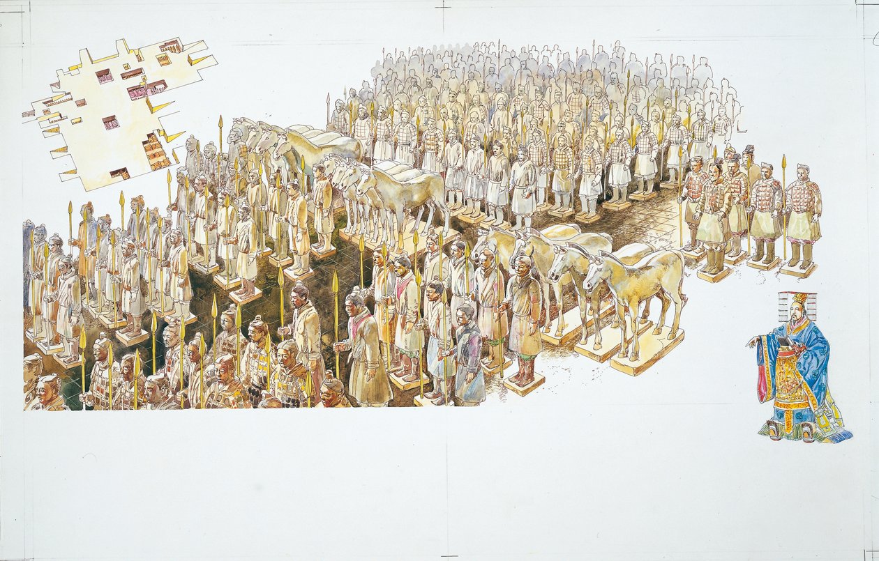 Terracotta leger in het graf van keizer Qin Shi Huang door School Italian