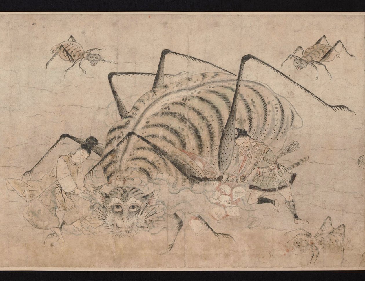 Yorimitsu doodt Tsuchigumo (demon spin) (detail) door School Japanese