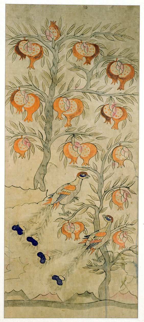 Een paneel van een achtvoudig scherm (natuurlijke pigmenten op papier) door School Korean
