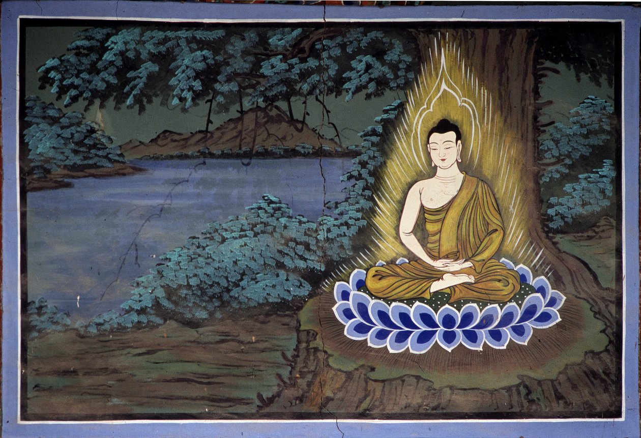 Boeddha Meditatie: Fresco in Yongju Tempel, Suwon Regio, Korea door School Korean