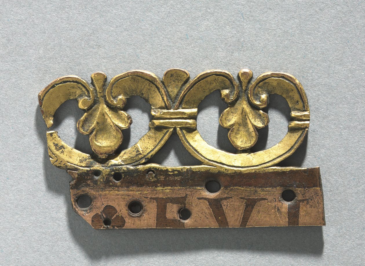 Fragment van een decoratieve kam van een reliekschrijn, c.1165-1180 (verguld koper, émail brun (bruine email)) door School Mosan