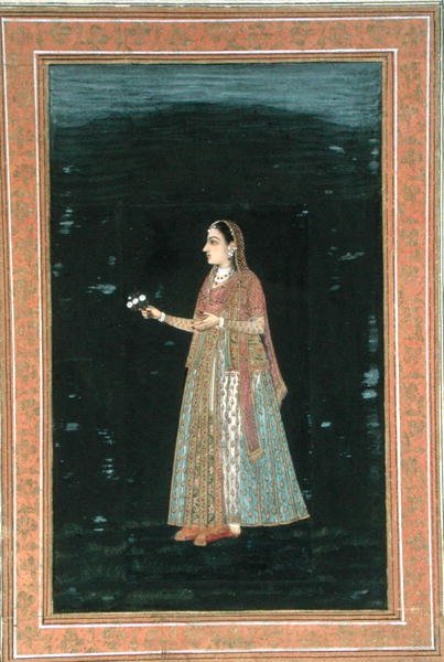 Dame met bloemen, uit het Small Clive Album door School Mughal