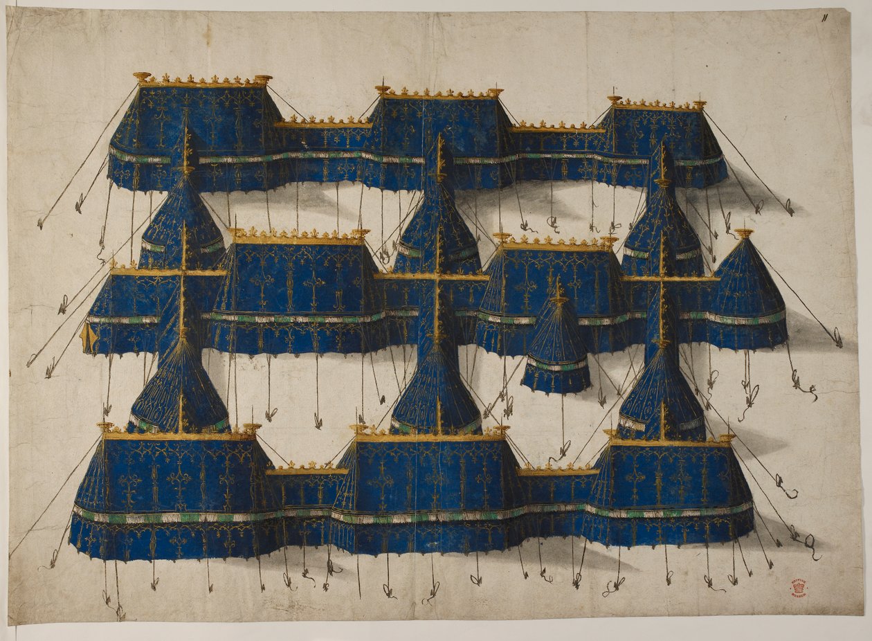 Ontwerp voor een koninklijk paviljoen in blauw en goud, ca. 1520 door School Netherlandish