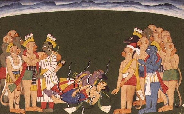 Rama en Lakshmana aangevallen met nagapasa, uit de 