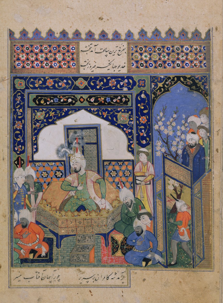Timur op de troon in Balkh, Perzisch door School Persian