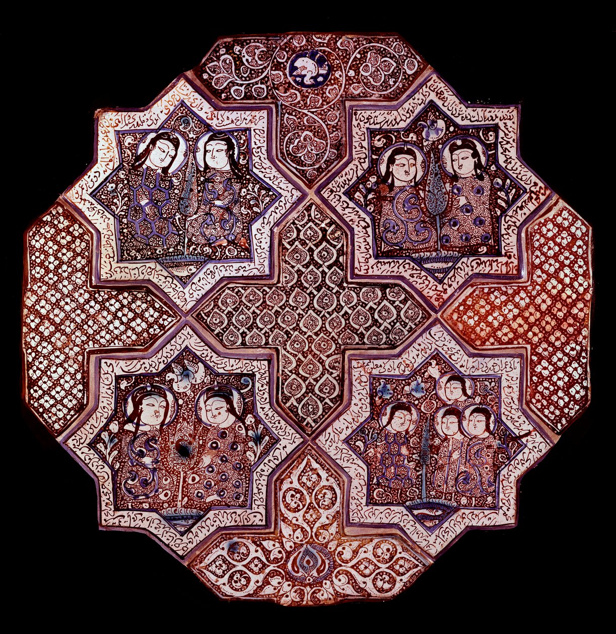 Perzische kunst: fragment van een faience wandpaneel, uit Damghan. Washington. Kunstmuseum door School Persian