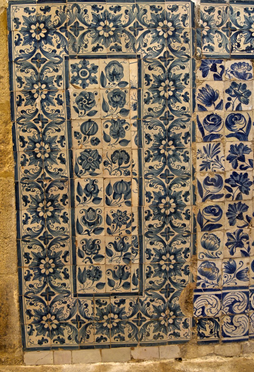 Paneel met verschillende bloemsoorten, Tarouca, Portugal door School Portuguese