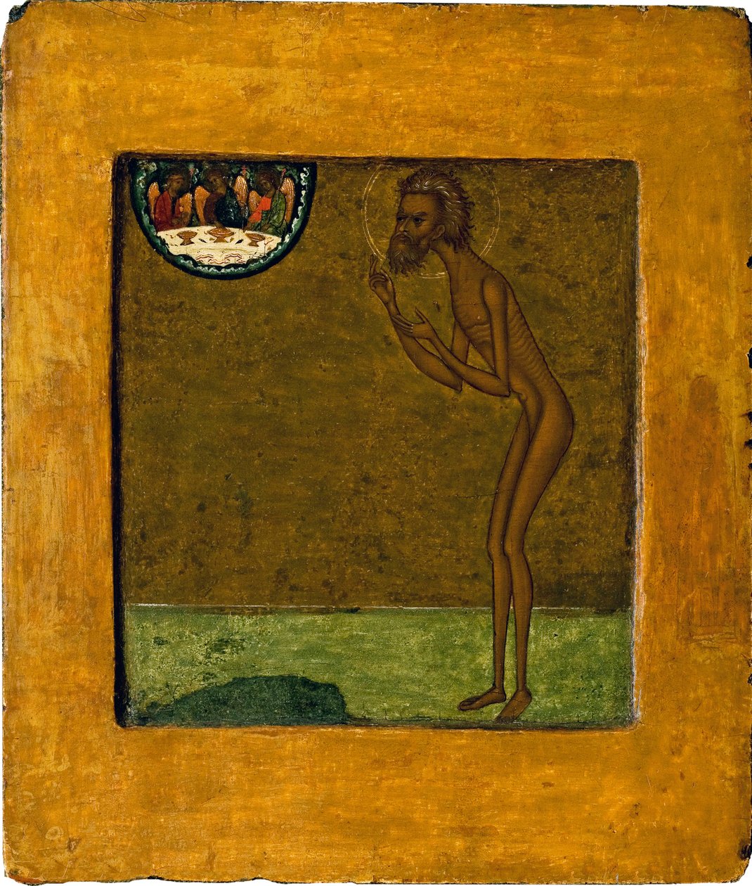 Basil de Zalige of Sint Basil (1469-1551 of 1557), anonieme Russische icoon, tempera op hout, eind 16e eeuw, traditionele kunst van Moskou, Staats Tretyakov Galerij, Moskou door School Russian