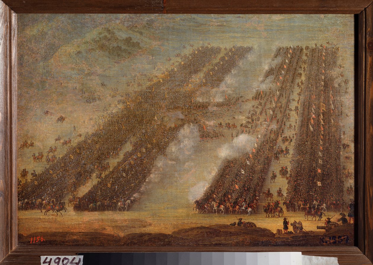 De slag bij Poltava op 8 juli 1709 door School Russian