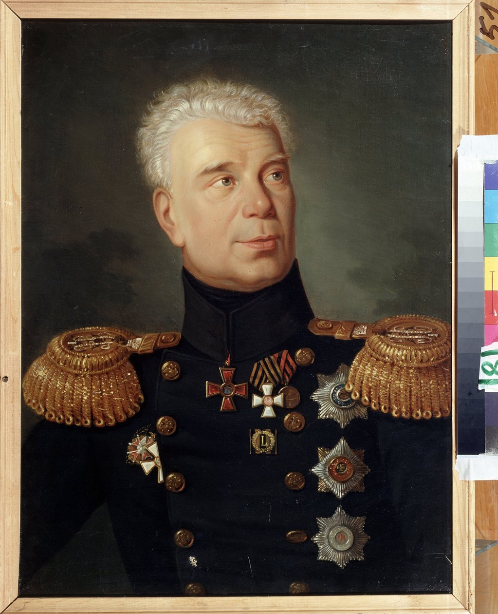 Portret van de ontdekkingsreiziger admiraal Ivan (Adam) Krusenstern door School Russian