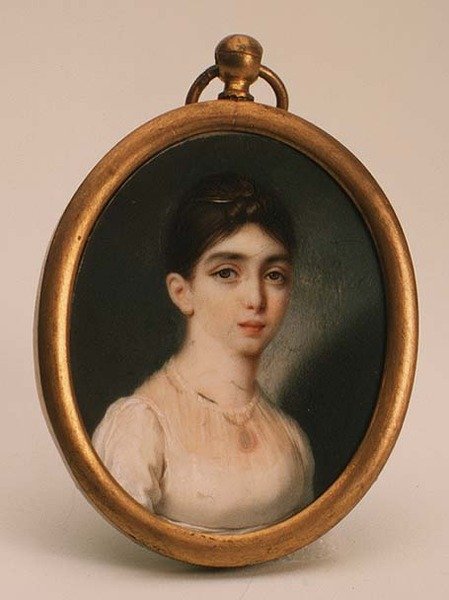 Portret van Darya Mikhailovna Opochinina (1788-1854) door School Russian