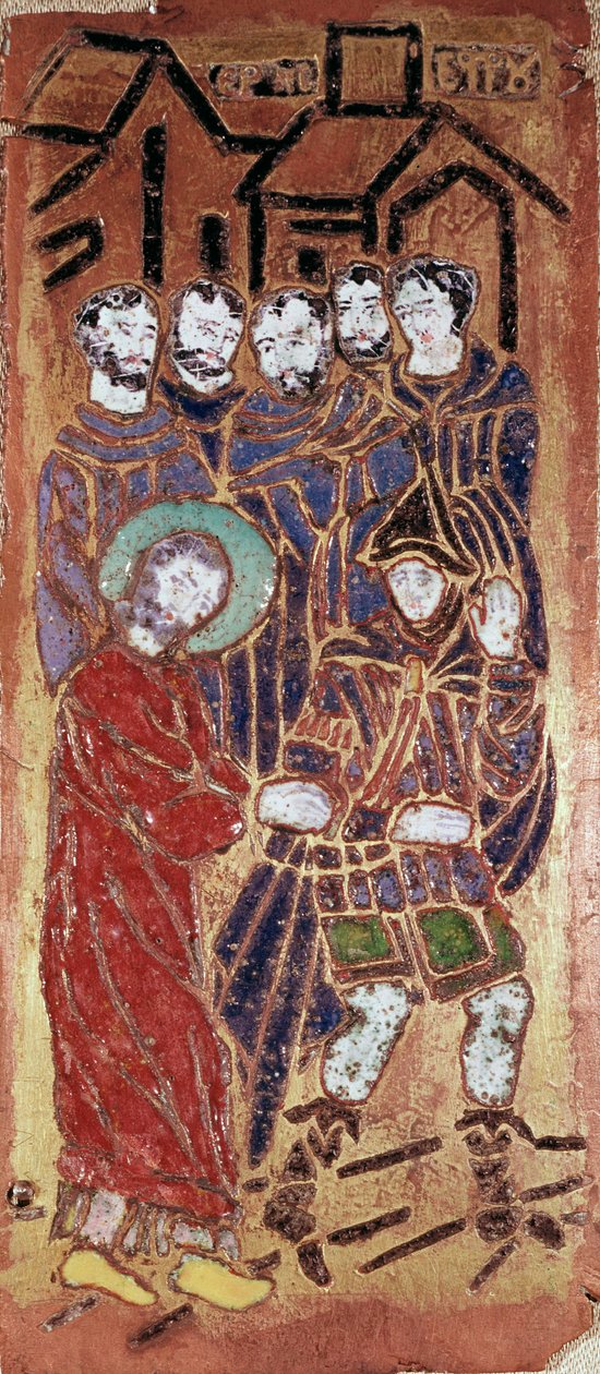 Russische kunst: de beklimming naar de Calvarieberg van Christus (het dragen van het kruis of de kruisweg) door School Russian