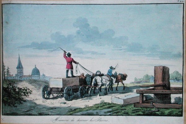 Het transport van steen voor gebruik in de bouw door School Russian