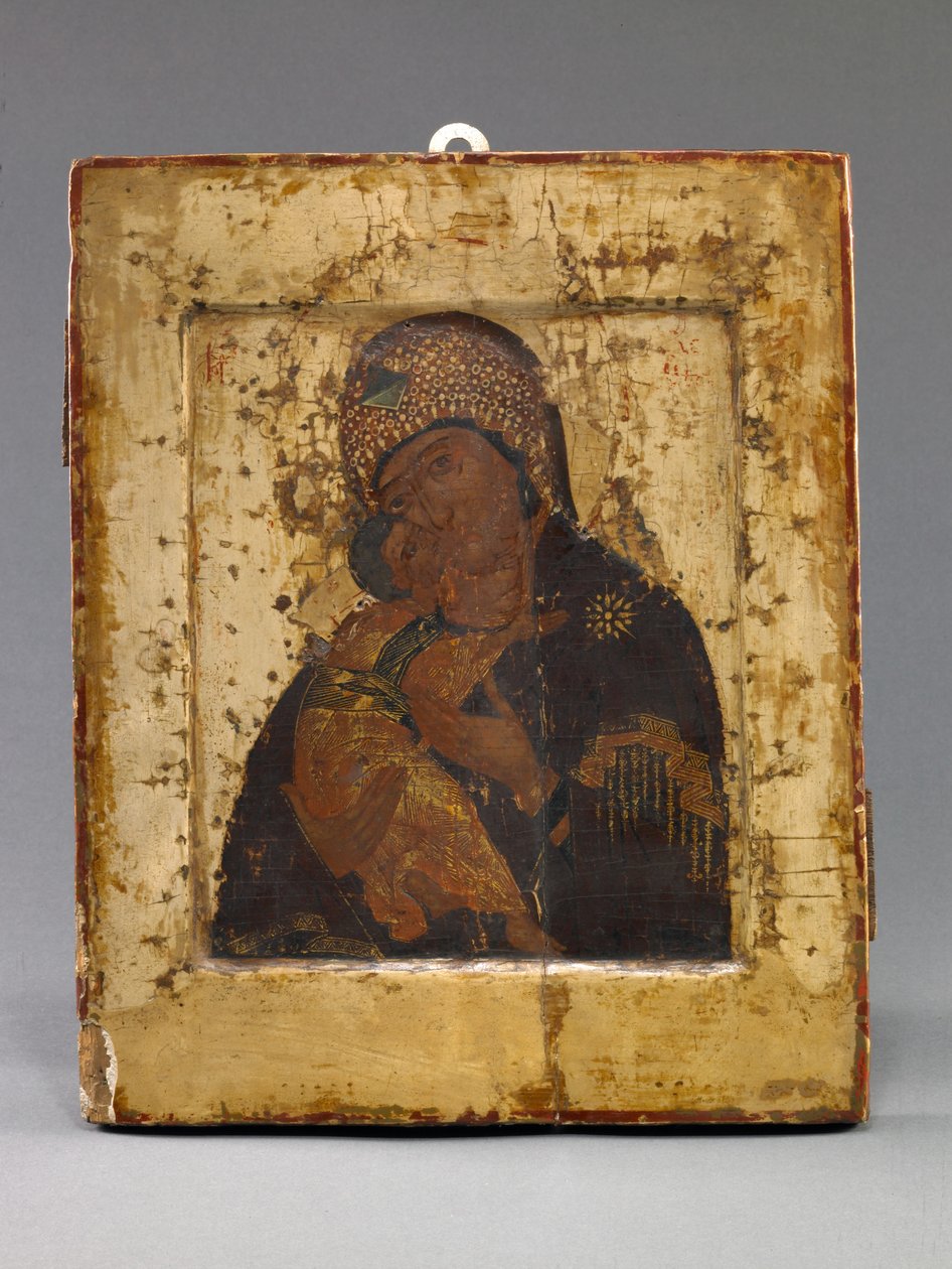 Volokolamskaya Moeder van God (tempera op paneel) door School Russian
