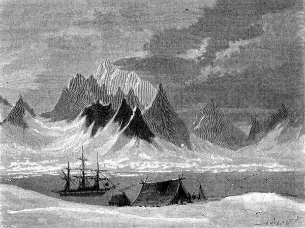 Uitzicht op de Spitsbergen Eilanden, Svalbard archipel, illustratie uit 