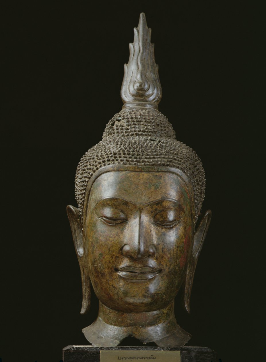 Hoofd van Boeddha in meditatie door School Thai