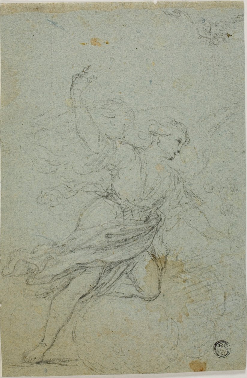 Engel Annunciate (recto); Samson en de Leeuw (verso) door School of Guido Reni