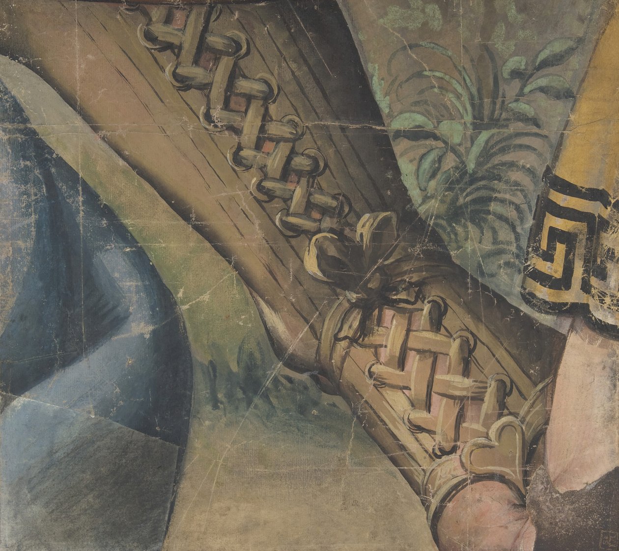 Fragment van een Tapijt Carton: Voet in een Buskin, Draperie, en een Plant, 1500-1550 door School of Raphael.