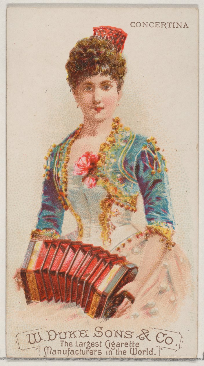 Concertina, uit de serie Muziekinstrumenten N82 voor Duke sigaretten, 1888 door Schumacher and Ettlinger