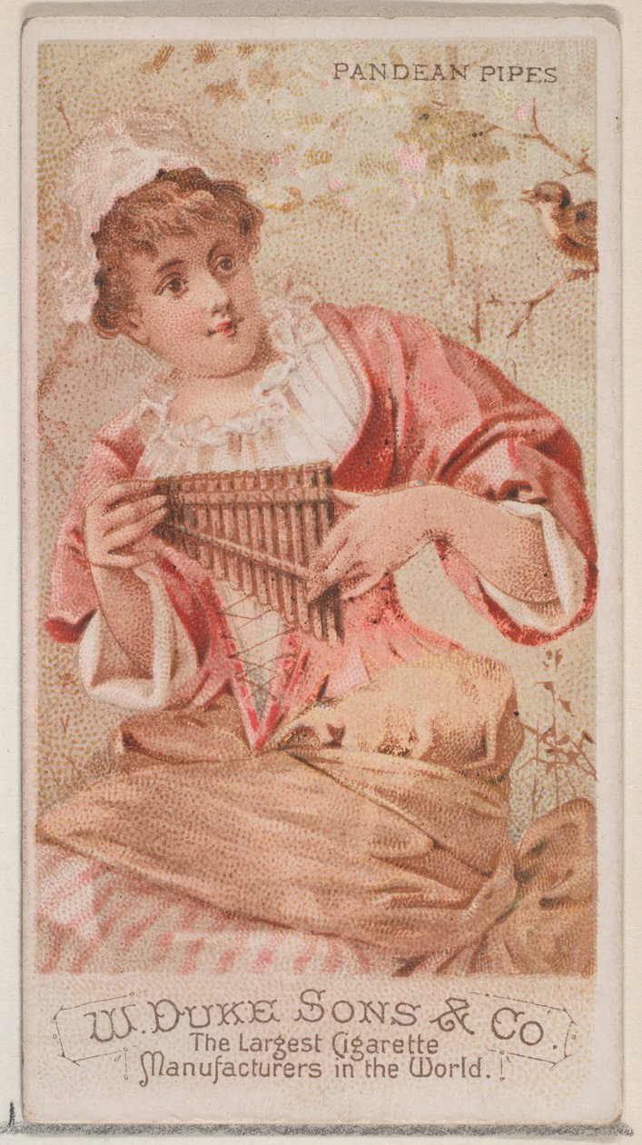 Panfluit, uit de serie Muziekinstrumenten N82 voor Duke sigaretten, 1888 door Schumacher and Ettlinger