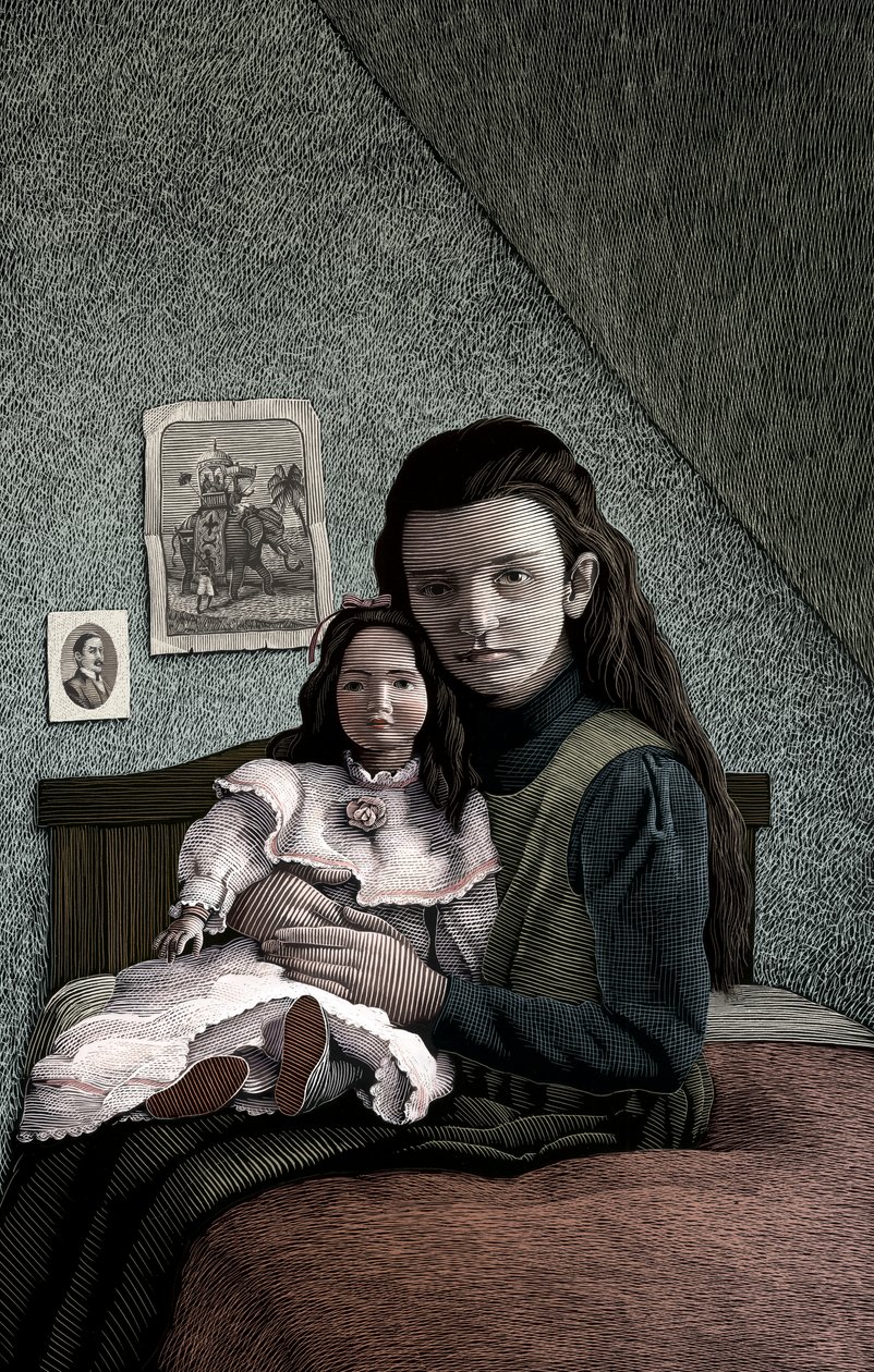 Een prinsesje, 2004 (scratchboard, digitaal ingekleurd) door Scott McKowen