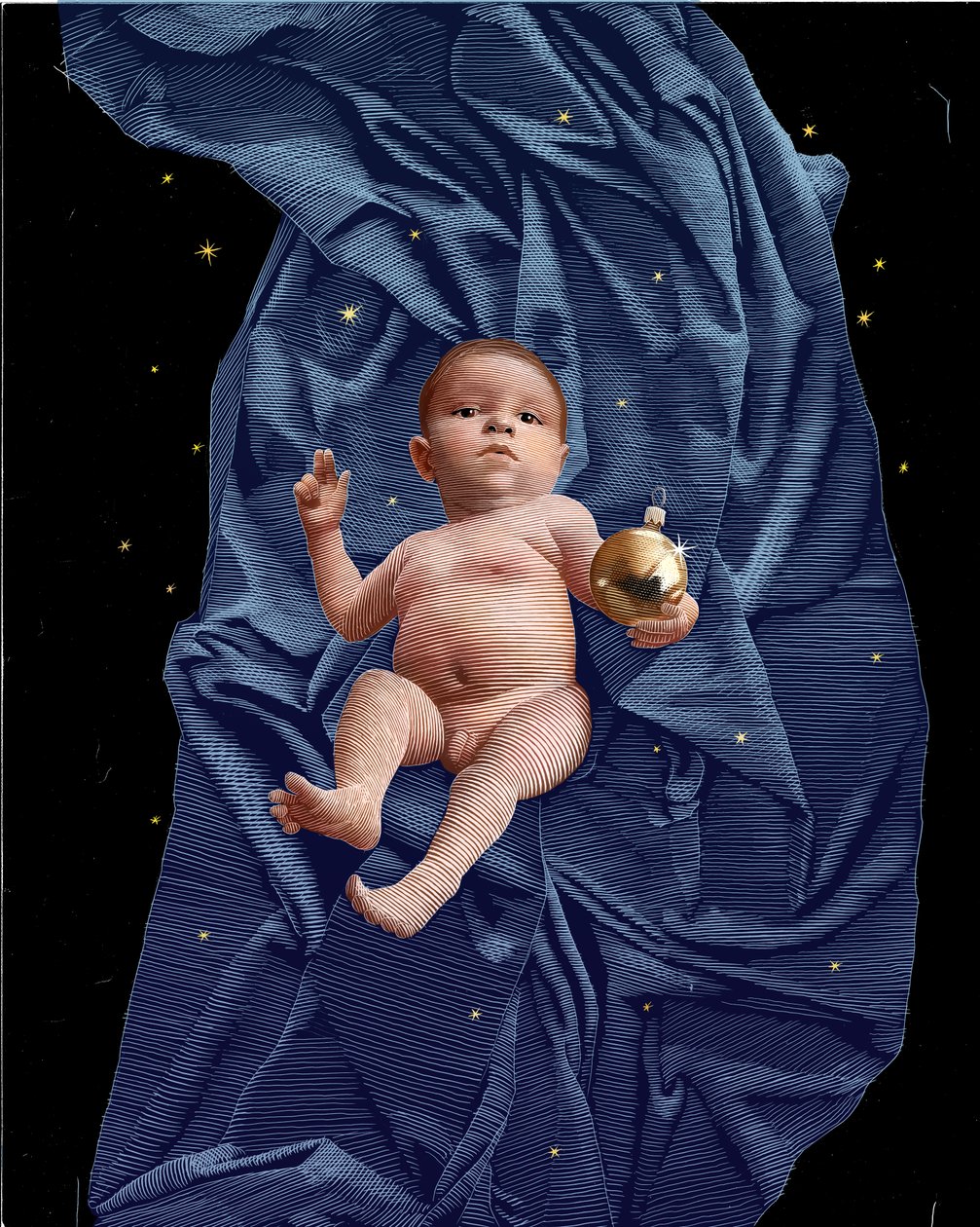 Immanuel, 2024 (scratchboard, digitaal ingekleurd) door Scott McKowen
