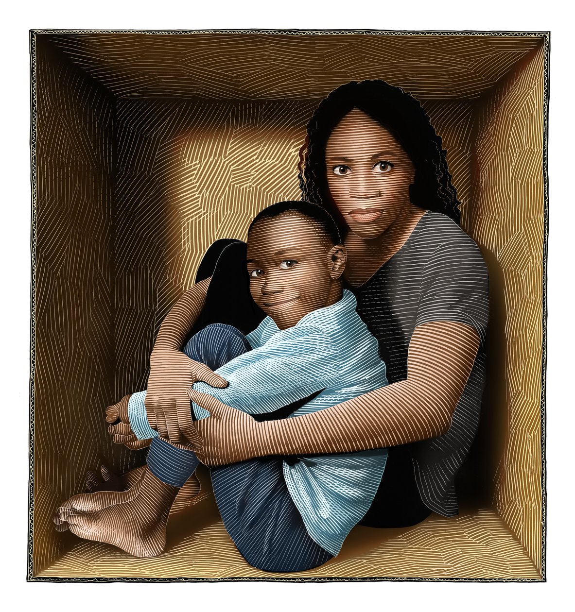 Kamer, 2018 (krasbord, digitaal ingekleurd) door Scott McKowen