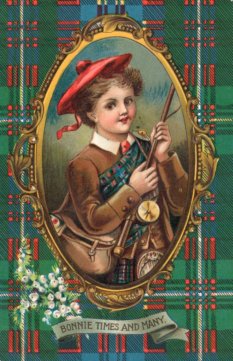 Britse nieuwjaarskaart (kleurenlitho) door Scottish School