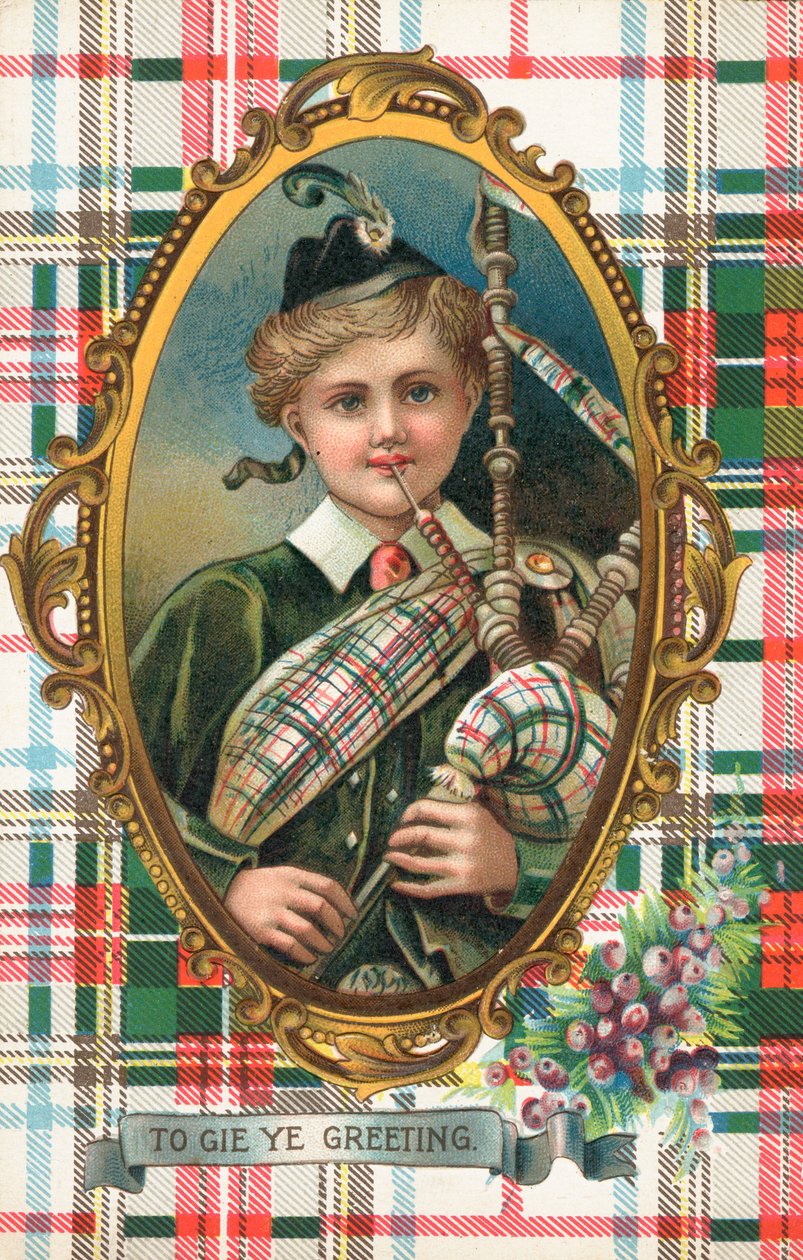 Britse nieuwjaarskaart (kleurenlitho) door Scottish School