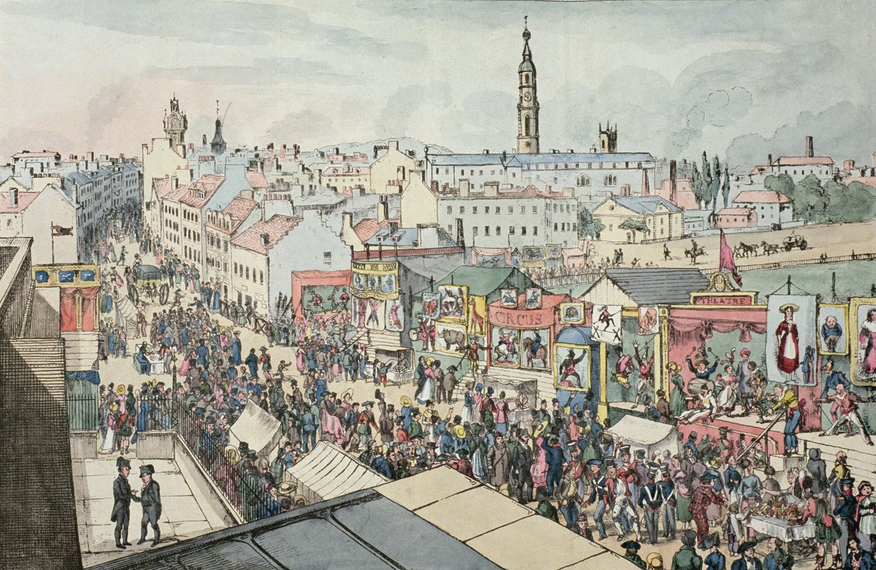 Tekening van Glasgow Fair, uit The Glasgow Looking Glass, 1825 door Scottish School