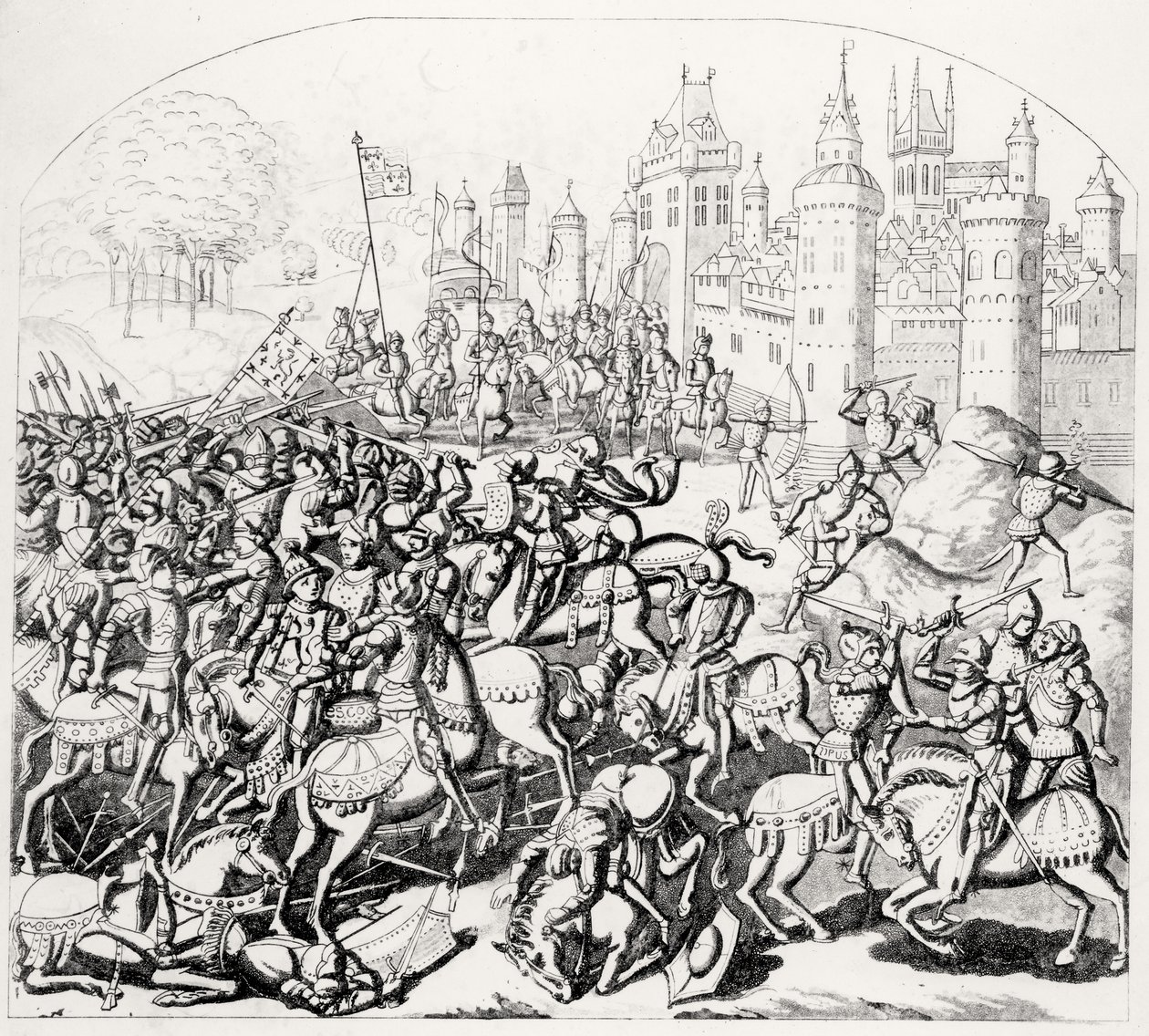 Koning David van Schotland (1084-1153) komt met een groot leger voor Newcastle-upon-Tyne, 1138 door Scottish School