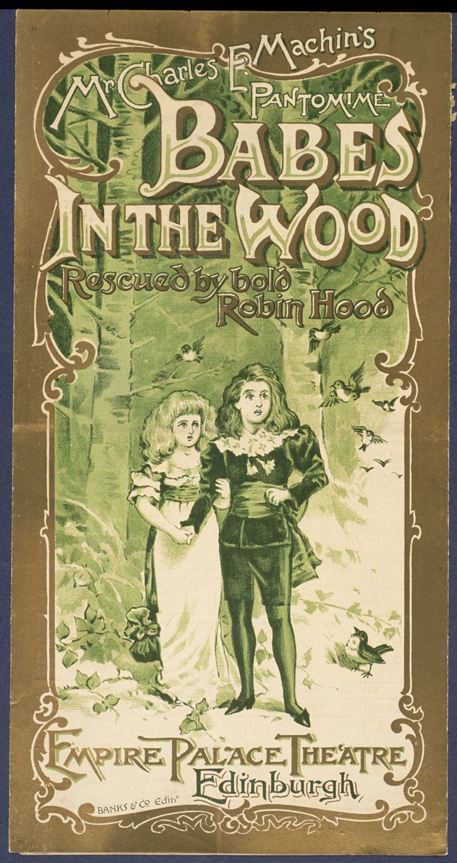 Programma omslag van Babes in the Wood in het Empire Palace Theatre, Edinburgh door Scottish School