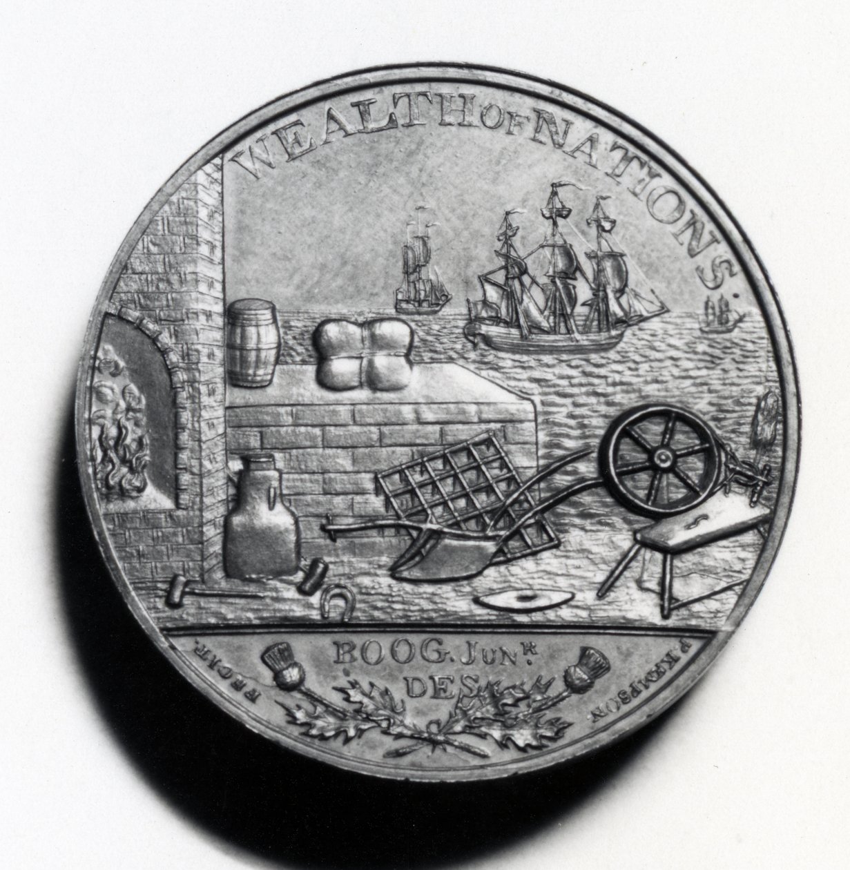 Schotse Penny ter herdenking van Adam Smith (achterzijde), 1797 (koper) door Scottish School