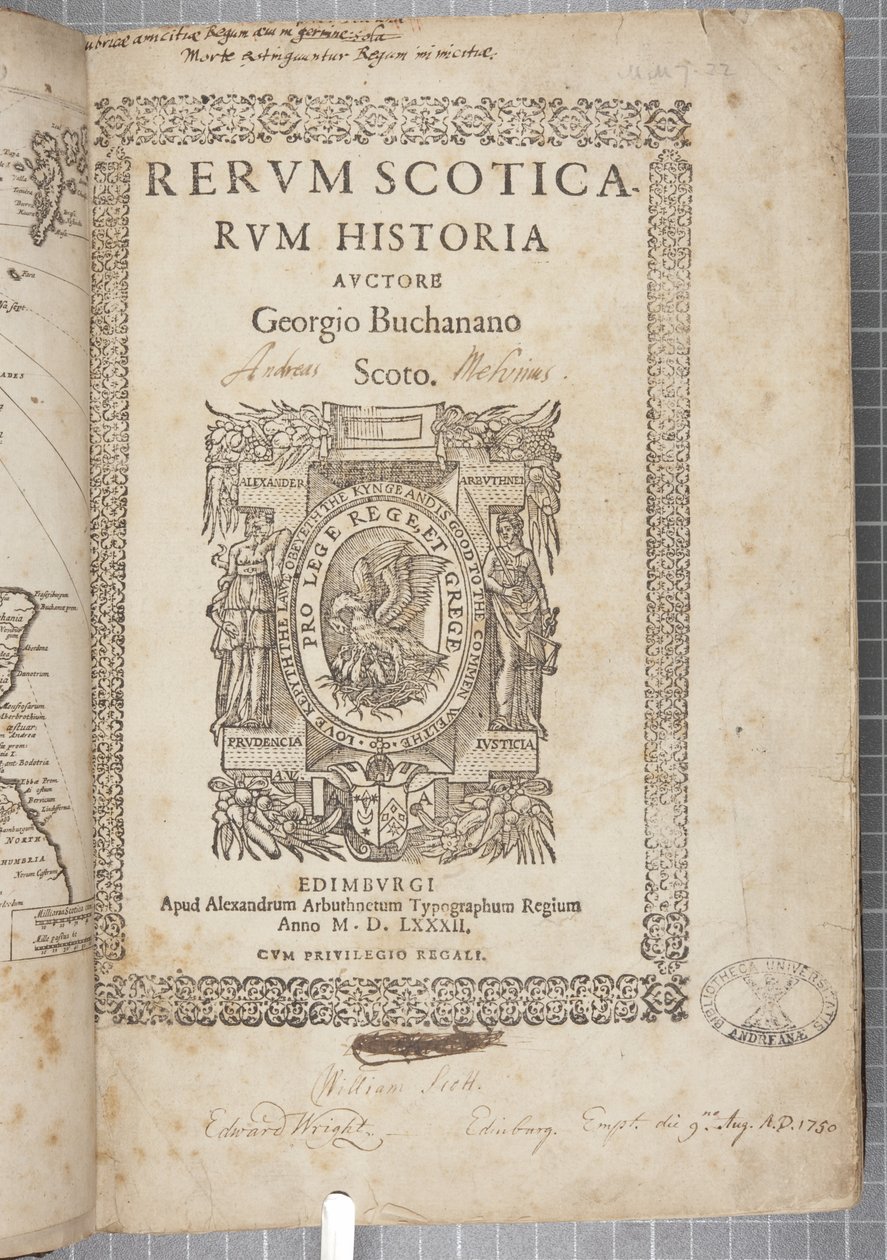Titelpagina van Rerum Scoticarum Historia, door George Buchanan door Scottish School