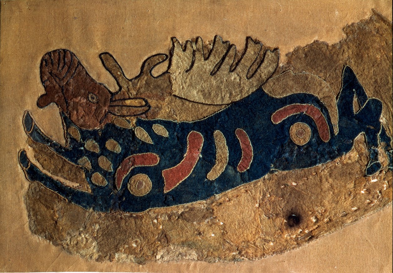Scythische kunst: fragment van een vilten zadelbekleding. Sint-Petersburg, Hermitage Museum door Scythian Scythian