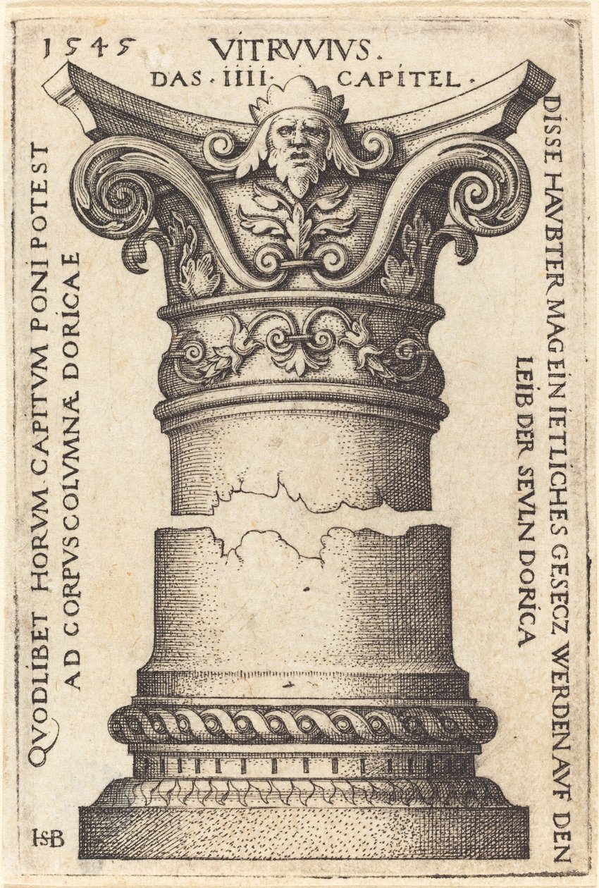 Kapiteel en Basis van een Zuil door Sebald Beham